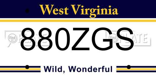 880ZGS West Virginia License Plate