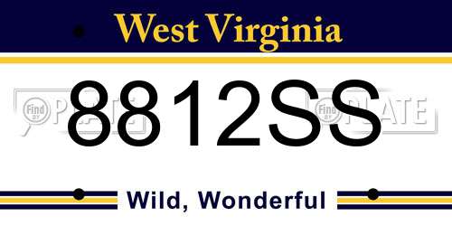8812SS West Virginia License Plate