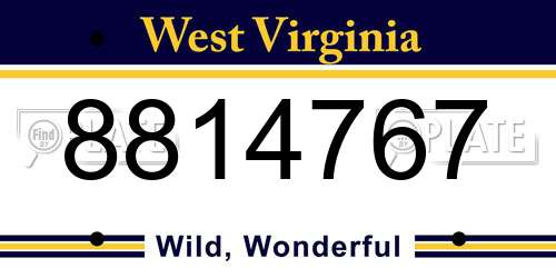 8814767 West Virginia License Plate