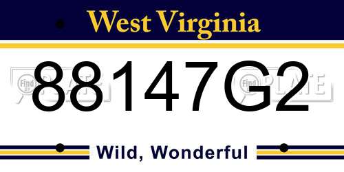 88147G2 West Virginia License Plate