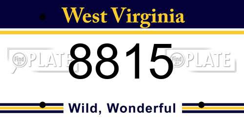 8815 West Virginia License Plate