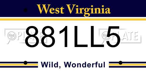 881LL5 West Virginia License Plate