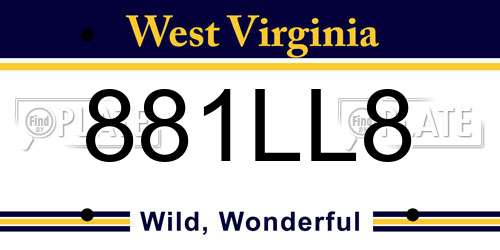 881LL8 West Virginia License Plate