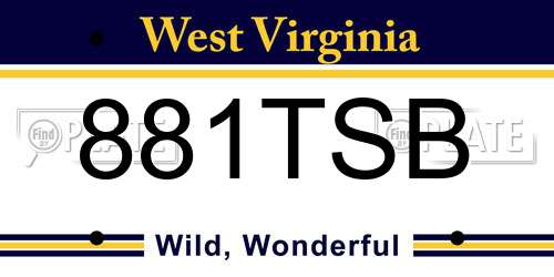881TSB West Virginia License Plate