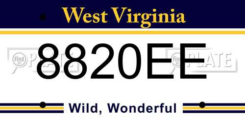 8820EE West Virginia License Plate