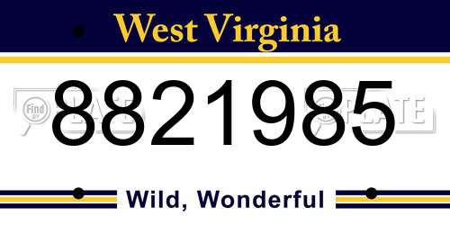 8821985 West Virginia License Plate