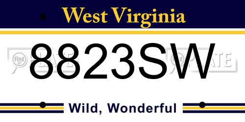 8823SW West Virginia License Plate