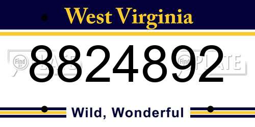 8824892 West Virginia License Plate