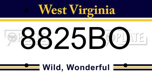 8825BO West Virginia License Plate