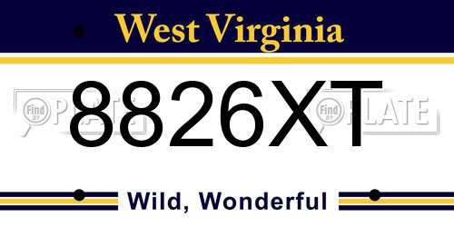 8826XT West Virginia License Plate