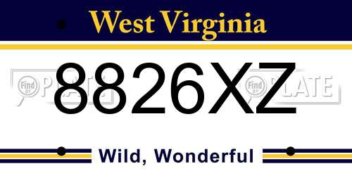 8826XZ West Virginia License Plate