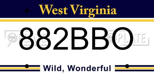 882BBO West Virginia License Plate