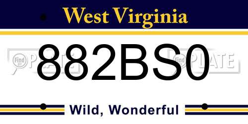 882BS0 West Virginia License Plate