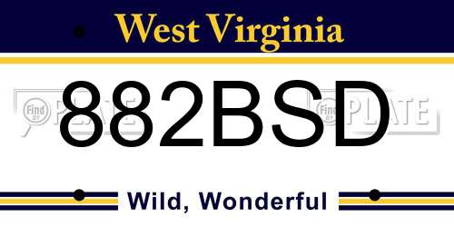 882BSD West Virginia License Plate