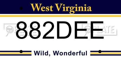 882DEE West Virginia License Plate