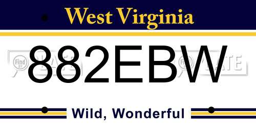 882EBW West Virginia License Plate