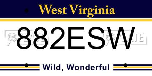 882ESW West Virginia License Plate