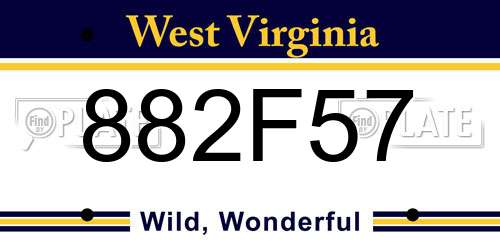 882F57 West Virginia License Plate