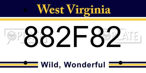 882F82 West Virginia License Plate