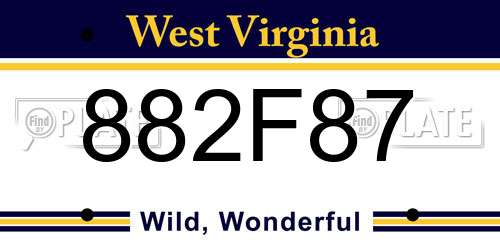 882F87 West Virginia License Plate