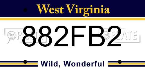 882FB2 West Virginia License Plate