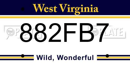 882FB7 West Virginia License Plate