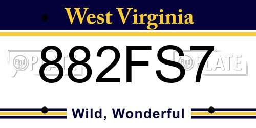 882FS7 West Virginia License Plate
