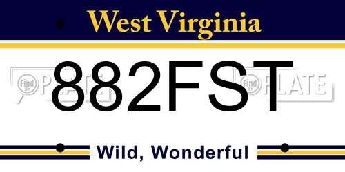 882FST West Virginia License Plate