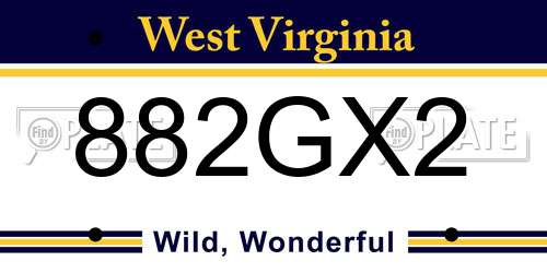 882GX2 West Virginia License Plate