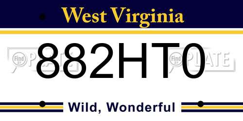 882HT0 West Virginia License Plate
