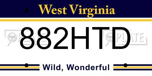 882HTD West Virginia License Plate