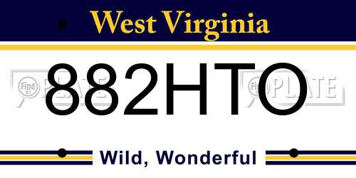 882HTO West Virginia License Plate