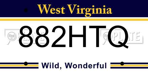 882HTQ West Virginia License Plate