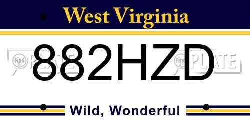 882HZD West Virginia License Plate