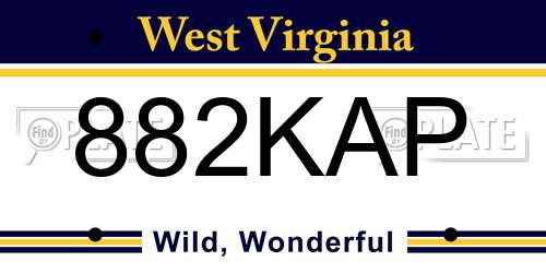 882KAP West Virginia License Plate