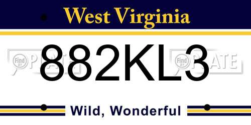 882KL3 West Virginia License Plate