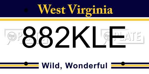 882KLE West Virginia License Plate