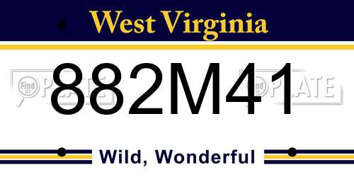 882M41 West Virginia License Plate