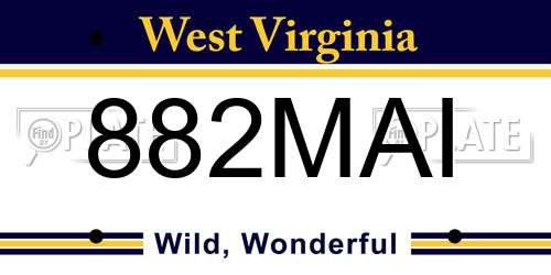 882MAI West Virginia License Plate