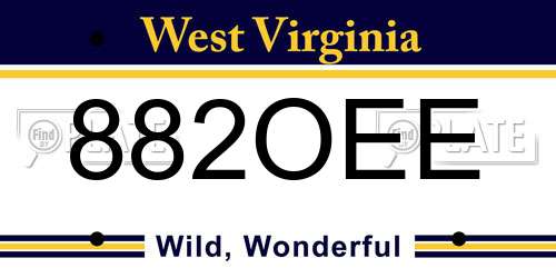 882OEE West Virginia License Plate