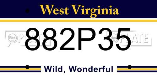 882P35 West Virginia License Plate