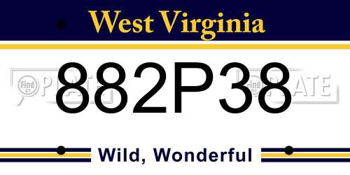 882P38 West Virginia License Plate