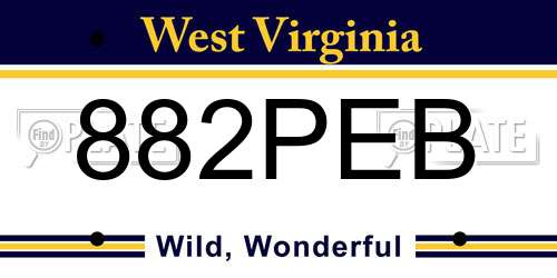 882PEB West Virginia License Plate