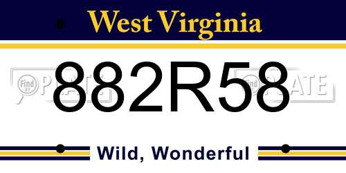 882R58 West Virginia License Plate