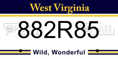882R85 West Virginia License Plate