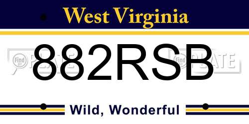 882RSB West Virginia License Plate