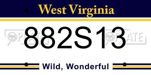 882S13 West Virginia License Plate