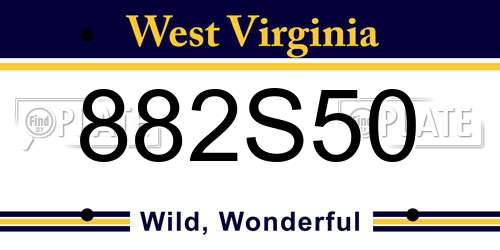 882S50 West Virginia License Plate