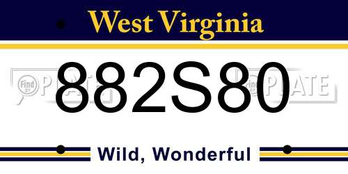 882S80 West Virginia License Plate