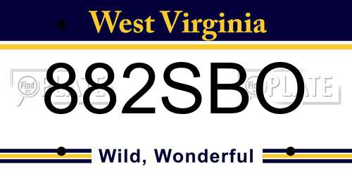 882SBO West Virginia License Plate
